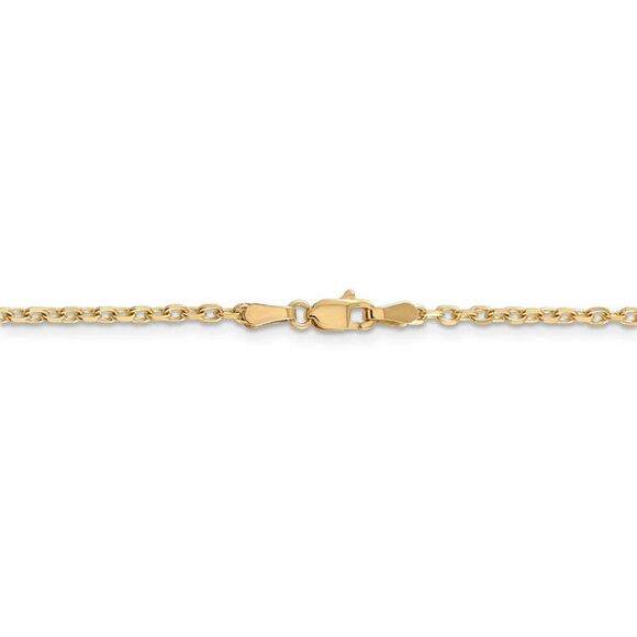 2.2mm, 14k Yellow Gold Diamond Cut Solid Cable Chain Necklace, 24 Inch